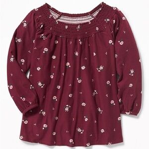 NWT Old Navy Burgundy Floral Kids Top, Size XL (14).